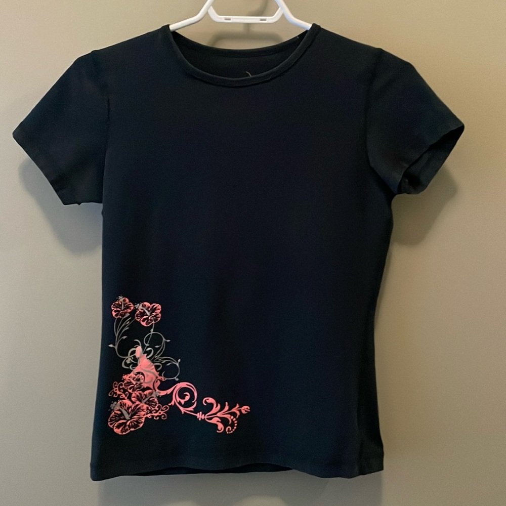 Vintage SPORTEK Ladies Tee Short Sleeve Crew Neck Cotton SZ Small Floral Flowers